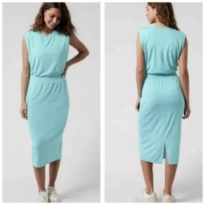 Athleta Turquoise Sleeveless Midi Dress Size Medium Tall